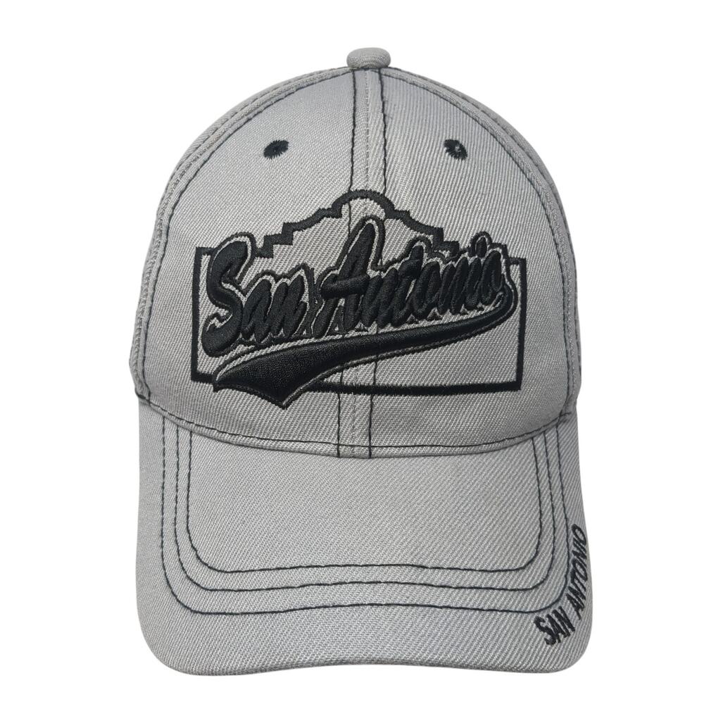 San Antonio Strapback Baseball Cap Gray One Size Adjustable Embroidered Big Bear